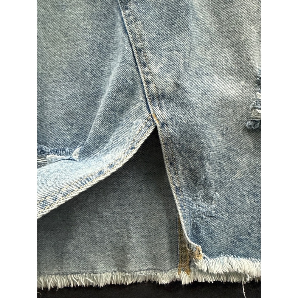 Blue Age Distressed Denim Skirt Medium Blue Wash Raw Hem M - Picture 3 of 5